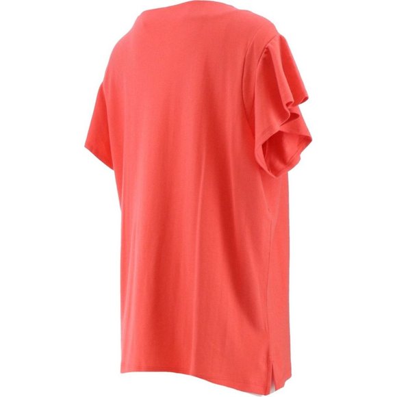 NWT LANDS' END SHORT SLEEVE RUFFLE TEE SHIRT LIGHT CHERRY (CORAL) SMALL - Picture 6 of 11
